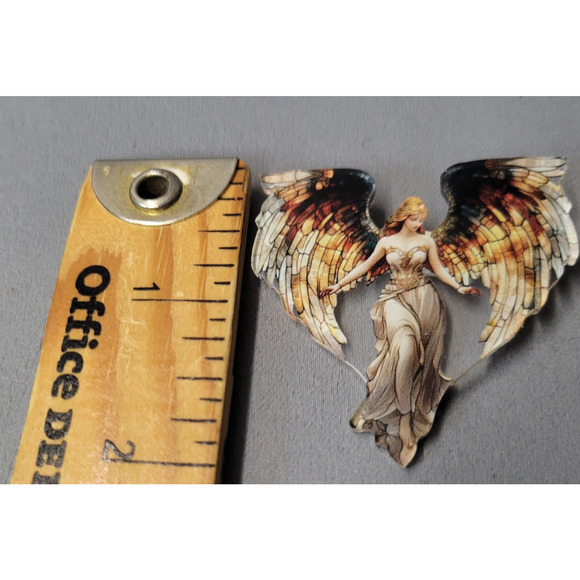 Angel Wing Brooch Pin-Stained Glass Style Lapel Costume Jewelry Multicolor - Picture 4 of 5
